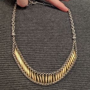Fossil gold and silver necklace, 20"